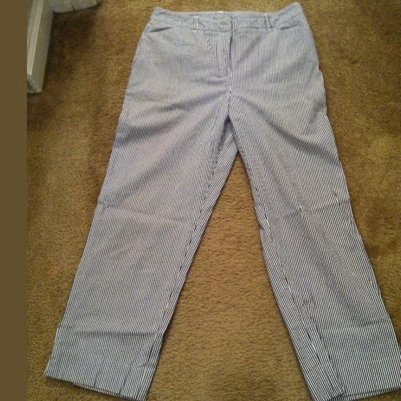 JONES NEW YORK Seersucker Crop Capri Pants Black - Picture 1 of 5